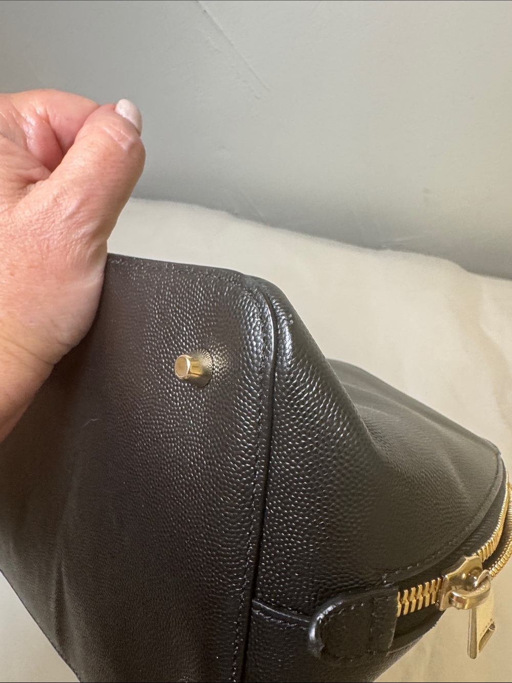 Furla Code Black Leather Dome Satchel with Detachable Strap - Picture 11 of 13